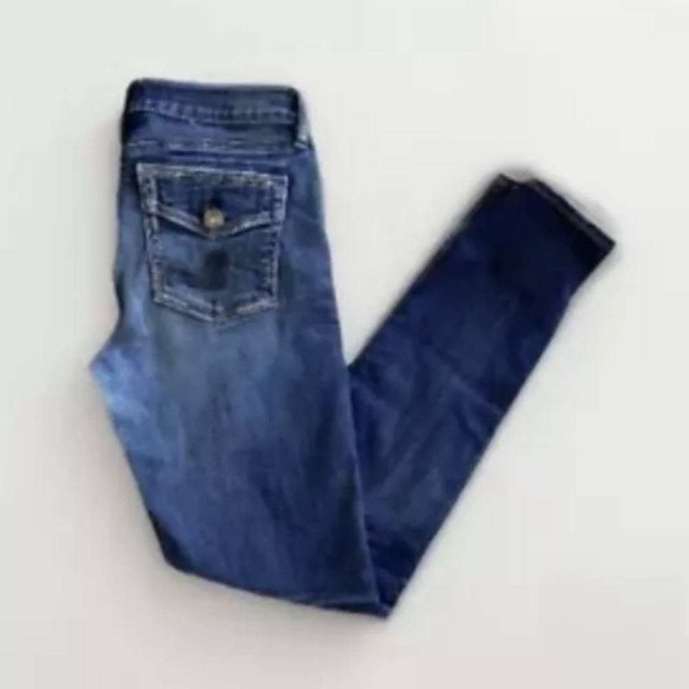 Silver Jeans Womens 27 / 31L Elyse Skinny Mid Rise Dark Wash Stretch Distressed